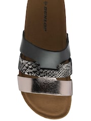 Dunlop Black Leather Multi-Strap Mules Sandals - Image 4 of 4
