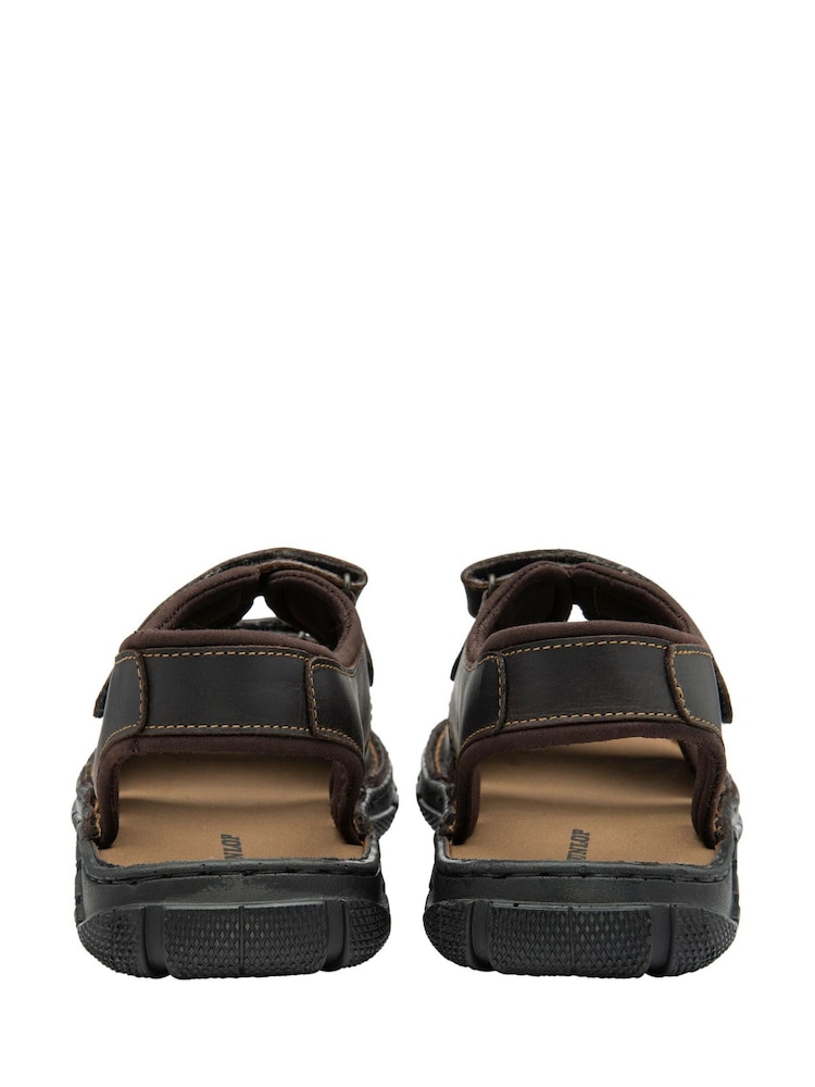 Dunlop Brown Mens Leather Twin Strap Sandals - Image 3 of 4