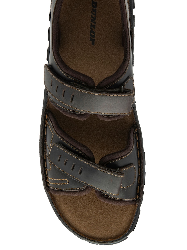 Dunlop Brown Mens Leather Twin Strap Sandals - Image 4 of 4