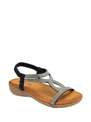 Dunlop Black Tear-Drop Elasticated Sandals - Image 1 of 4