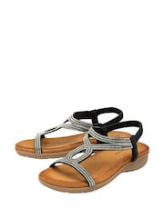 Dunlop Black Tear-Drop Elasticated Sandals - Image 2 of 4