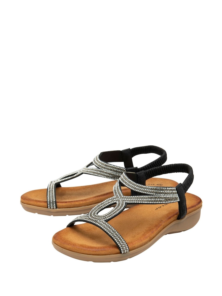 Dunlop Black Tear-Drop Elasticated Sandals - Image 2 of 4