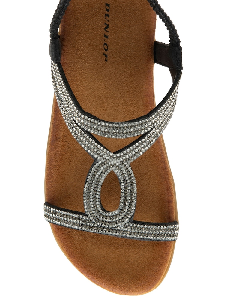 Dunlop Black Tear-Drop Elasticated Sandals - Image 4 of 4