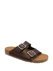 Dunlop Brown Mens Leather Mules - Image 1 of 4