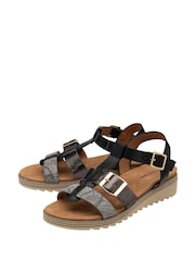 Dunlop Black Twin Strap T-Bar Buckle Sandals - Image 2 of 4