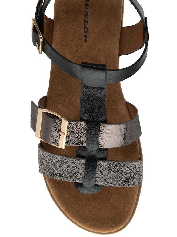 Dunlop Black Twin Strap T-Bar Buckle Sandals - Image 4 of 4