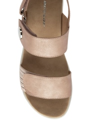 Dunlop Pink Twin Strap Touch Fasten Wedge Sandals - Image 4 of 4
