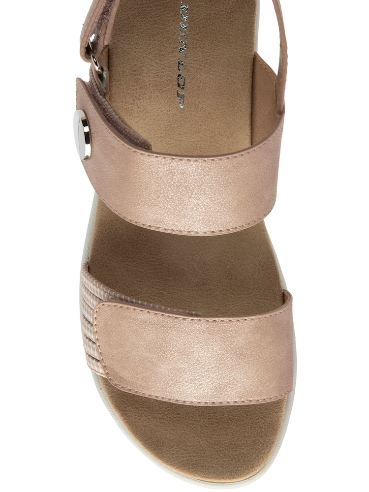 Dunlop Pink Twin Strap Touch Fasten Wedge Sandals - Image 4 of 4