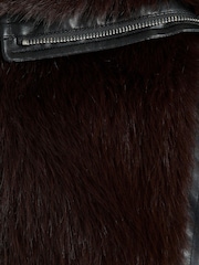 River Island Brown Faux Fur Trim Biker Jacket - Image 6 of 6