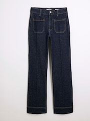 River Island Blue High Rise Pocket Front Wide Leg Jeans - Image 5 of 6