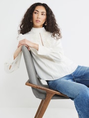 River Island Cream Floral Applique Blouse - Image 4 of 6