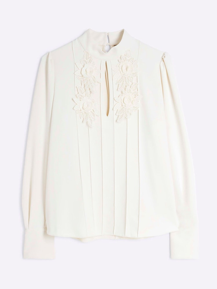 River Island Cream Floral Applique Blouse - Image 5 of 6