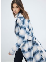 River Island Blue Check Belted Coat - Image 2 of 6