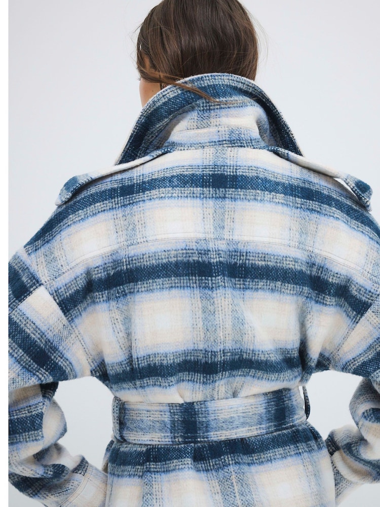 Buy River Island Blue Check Belted Coat from the Next UK online shop