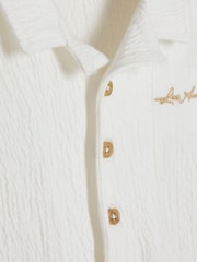 River Island White Boys Textured Revere Shirt amd Short Set - Image 4 of 5