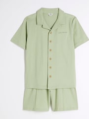 River Island Green Boys Textured Revere Shirt Set - Image 2 of 4
