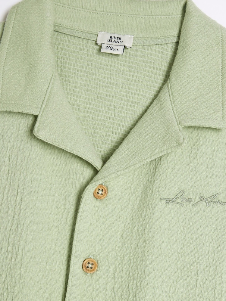 River Island Green Boys Textured Revere Shirt Set - Image 4 of 4