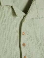 River Island Green Boys Textured Revere Shirt amd Short Set - Image 4 of 5