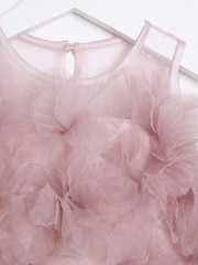 River Island Pink Girls 3D Floral Print Tulle Dress - Image 3 of 4