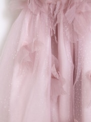 River Island Pink Girls 3D Floral Print Tulle Dress - Image 4 of 4