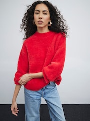 River Island Red Hairy Jumper - Image 1 of 4