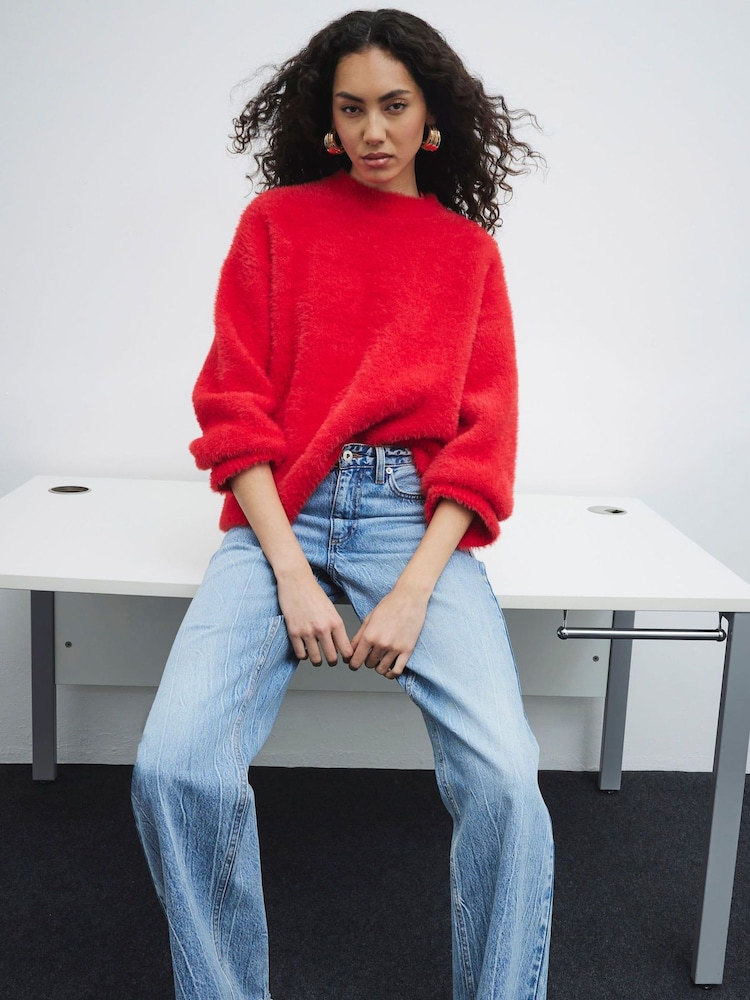 River Island Red Hairy Jumper - Image 2 of 4