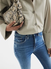 River Island Blue High Rise Tummy Hold Flare Jeans - Image 4 of 6