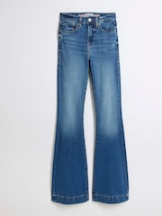 River Island Blue High Rise Tummy Hold Flare Jeans - Image 5 of 6