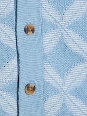 River Island Blue Regular Fit Boys Geo Revere 100% Cotton Polo Shorts Set - Image 10 of 10