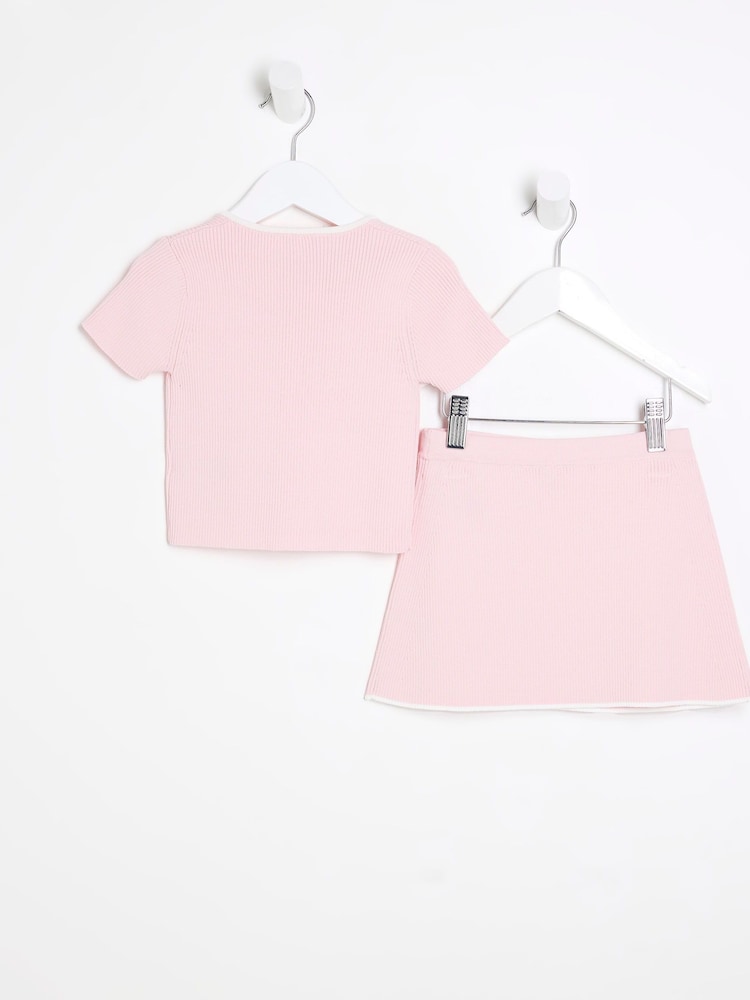 River Island Pink Girls Sweetheart Skirt 100% Cotton Set - Image 3 of 5