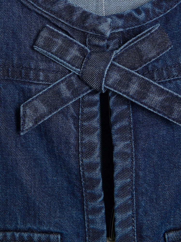 River Island Blue Girls Denim 100% Cotton Gilet Skirt Set - Image 4 of 5