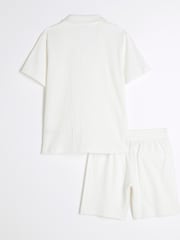 River Island White Boys Textured Revere Shirt Set - Image 2 of 4