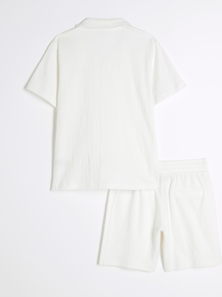 River Island White Boys Textured Revere Shirt Set - Image 2 of 4