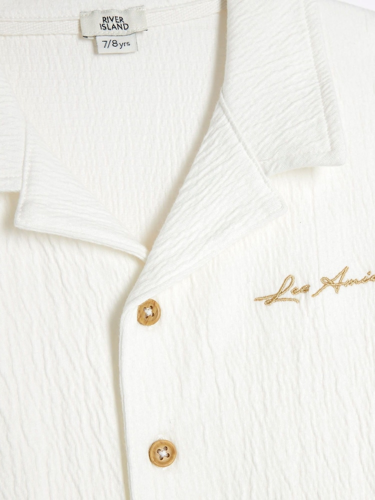 River Island White Boys Textured Revere Shirt Set - Image 4 of 4