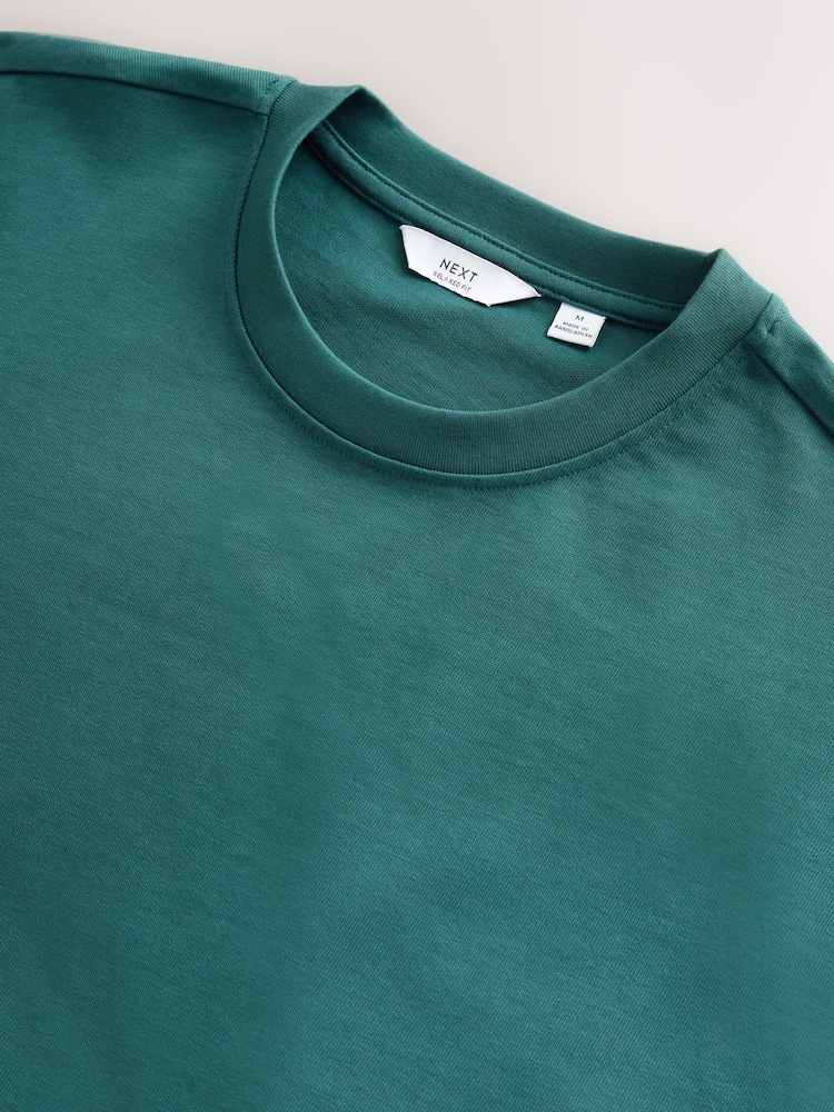 Teal Blue Relaxed Fit Heavyweight T-Shirt - Image 2 of 3 Teal Blue Relaxed Fit Heavyweight T-Shirt - Image 2 of 3