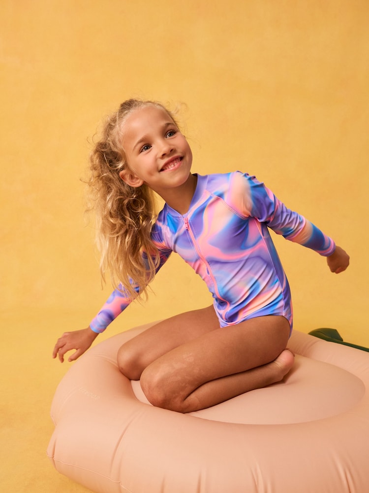 Purple Long Sleeved Sunsafe Swimsuit (3-16yrs) - Image 1 of 7