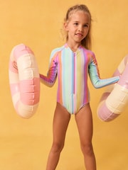 Rainbow Stripe Long Sleeved Swimsuit (3-16yrs) - Image 1 of 8