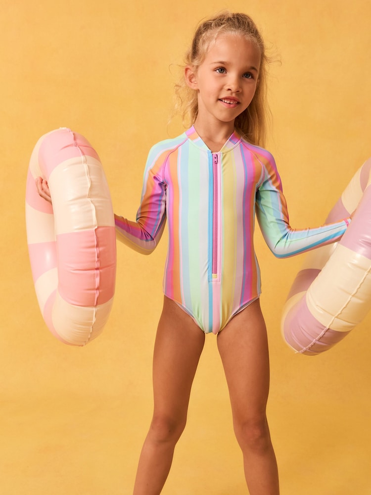 Rainbow Stripe Long Sleeved Swimsuit (3-16yrs) - Image 1 of 8