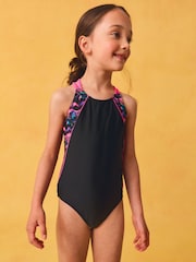 Black/Pink Double Strap Swimsuit (3-16yrs) - Image 1 of 8