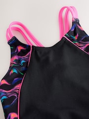 Black/Pink Double Strap Swimsuit (3-16yrs) - Image 6 of 8