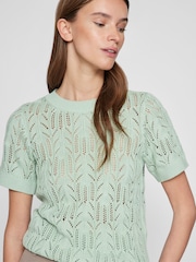 VILA Green Knitted Short Sleeve Top - Image 4 of 7