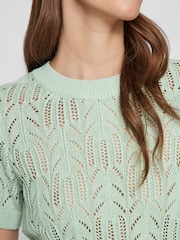 VILA Green Knitted Short Sleeve Top - Image 5 of 7