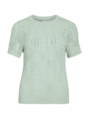 VILA Green Knitted Short Sleeve Top - Image 6 of 7