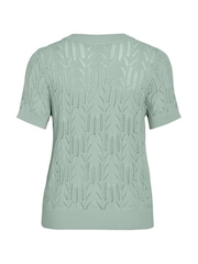 VILA Green Knitted Short Sleeve Top - Image 7 of 7