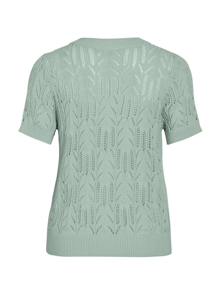 VILA Green Knitted Short Sleeve Top - Image 7 of 7