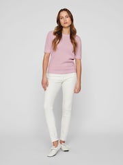VILA Pink Knitted Short Puff Sleeve Top - Image 5 of 6