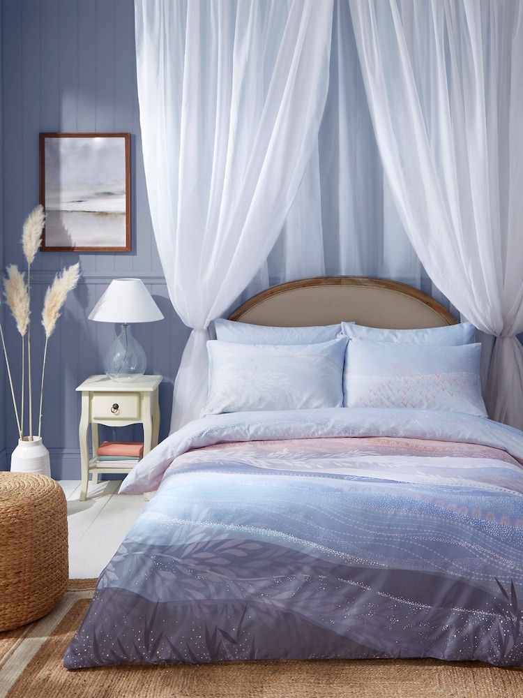 Sara Miller Blue and Blush Coastal Dawn Duvet Cover and Pillowcase Set - Image 1 of 6