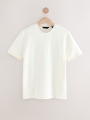 Ecru White Smart Textured T-Shirt - Image 1 of 3