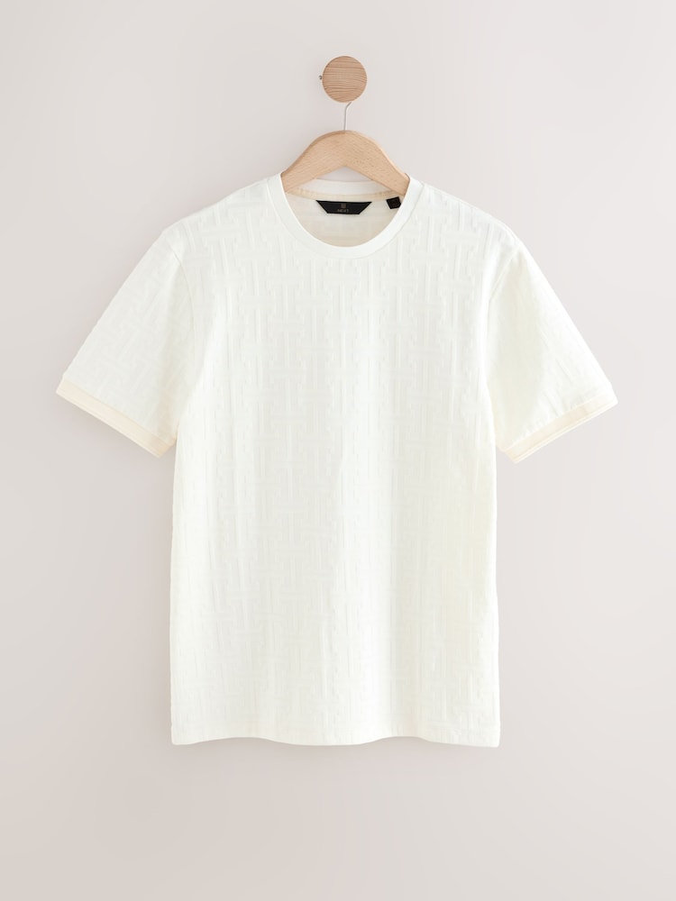 Ecru White Smart Textured T-Shirt - Image 1 of 3