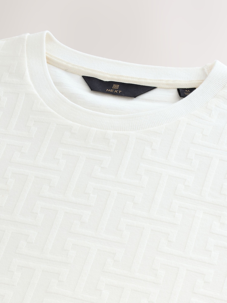 Ecru White Smart Textured T-Shirt - Image 2 of 3